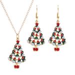 MXXGMYJ Christmas Necklace and Earring Set - Christmas Necklace and Earring Set Long Drop Earrings Necklace Set for Birthday Valentines Mothers Day Christmas Gifts for Women Xmas Tree, Tree