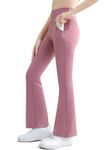 Naiyafly Girls Yoga Legging Flare Pants with Pockets V Cross High Waisted Bootcut Wide Leg Workout Bell Bottoms Dance Athletic Leggings