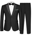 MAGE MALE Men's 2 Piece Suit Notched Lapel One Button Slim Fit Formal Wedding Prom Tuxedo Suits Blazer Pants with Bow Tie Set