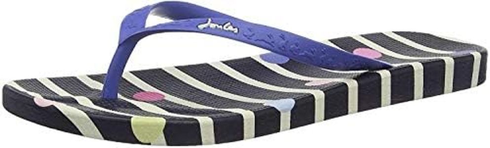 Joules Women's Flip-Flop, navy stripe 5 Medium US