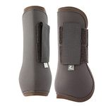 HORZE Chicago Protective Horse Tendon Boots - Lightweight Open Front Boots for Jumping, Trail Riding, and Turnout (Pair) - Chocolate Brown - Warmblood