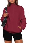 PRETTYGARDEN Women's 2025 Spring Fall Fashion Full Zip Up Sweatshirt Long Sleeve Loose Fit Trendy Casual Jacket with Pockets (Wine Red,Large)