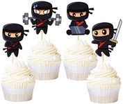 Ercadio 24 Pack Modern Ninja Cupcake Toppers Karate Kung Fu Warriors Cupcake Picks Baby Shower Kids Boys Ninjas Themed Birthday Party Cake Decorations Supplies