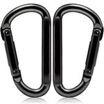 EZYA Carabiner Clip, 860lbs, 3" Iron Heavy Duty Carabiner, D Shape Hook - Hammocks, Camping, Hiking Accessories, Keychains, Caribiniers for Dog Leash, Yoga Swing, Gym etc, Black