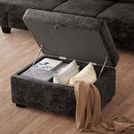 Brick Attic Living Room Ottoman with Storage - Movable Storage Chest Storage Ottoman Comfy Chenille with Extra Deep Seats - Modern Foot Stools Ottoman Upholstered for Living Room Bedroom Apartment