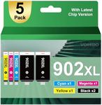 902XL Ink Cartridges Upgraded Replacement for HP 902XL Ink Cartridges Combo Pack 902 Ink to Use for OfficeJet Pro 6978 6975 6970 6968 6960 OfficeJet 6958 6962(5-Pack: 2Black, 1Cyan, 1Magenta, 1Yellow)