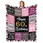 60th Birthday Gifts for Women, Grandma Birthday Gifts for 60 Year Old Blanket, 1964 Birthday Gifts for 60th Throw Blanket, 50"x60" Happy 60th Birthday Blanket for Wife Mom Friend Sister