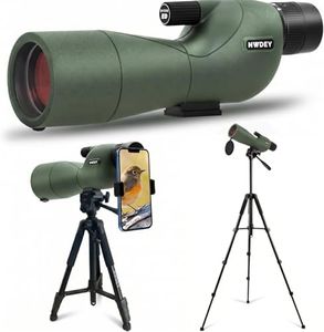 NWDEY 25-75X60 Spotting Scope with Upgraded 60in Tripod, BAK4 Prism & FMC 60mm Lens, Spotting Scope for Target Shooting, Bird Watching, Hunting & Outdoor Observation, Phone Adapter, Carry Bag