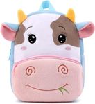 HappyChild Cute Kids School Bag Plush Animal Cartoon Travel Bag for Baby Girl And Boy 1-5 Years (COW 2.O)