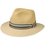 Stetson Romaro Toyo Traveller Straw Hat Men - Toyo (Viscose) Summer Hat - UV Protection 40+ - Wide Brim - with Striped Ribbon Trim - Spring/Summer Beige XL (60-61 cm)