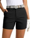 SANTINY Women's 5" Golf Shorts with Pockets Quick Dry Stretch Work Outdoor Hiking Shorts for Women Casual Summer (Black_S)