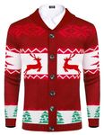 COOFANDY Mens Christmas Sweater Reindeer Snowflake Cardigan Ugly Knitted Cardigans (Pattern3 M)