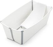 Stokke Flexi Bath Bundle, White - Foldable Baby Bathtub + Newborn Support - Durable & Easy to Store - Convenient to Use at Home or Traveling - Best for Newborns & Babies Up to 48 Months