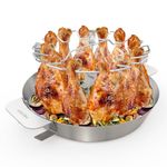 Onlyfire Stainless Steel Chicken Wing Leg Rack with Drip Pan, Hold up to 12 Chicken Legs for Weber Gourmet BBQ System, Kettle Grill and Kamado Grill