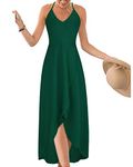 KILIG Women's V Neck Sleeveless Casual Summer Sundresses Asymmetrical Solid Long Maxi Dresses(Green,X-Large)