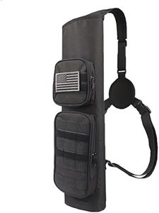 KRATARC Archery Back Arrows Quiver Bag with Molle System and Pockets for Hunting Shooting Target Practice (Black- molle design)