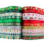 3/8" Christmas Ribbon Set, 40 Yards - 20 Premium Holiday Patterns for Gift Wrapping, Crafting, Sewing, Tree Décor & Hair Accessories