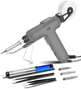 Soldering Iron Kit, 80W 110V Automatic Soldering Gun with Ceramic Heater, 8-in-1 Fast Heating Soldering Kit Includes Iron Tips, Solder Wire, Desoldering Pump, Tweezers for Repairs and DIY