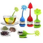 Tea Infuser with Drip Tray Included Set of 5, SourceTon Silicone Handle Stainless Steel Strainer Filter Loose Tea Steeper - Best Tea Infuser for Herbal Tea That Used in Tea Cups, Mugs, and Teapots