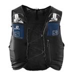 SALOMON Hydra 8 Unisex Hydration Vest with 2 Soft Flasks (500ml), Trail Running and Hiking, Black, Medium
