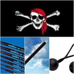 Brookite Festival Flag Pole kit with Pirate Flag, 6m Pole, Ground Stake and Bungees