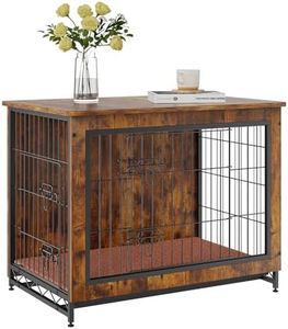 VEVOR Dog Crate Furniture, 32 inch Wooden Dog Crate with Double Doors, Heavy-Duty Dog Cage End Table with Multi-Purpose Removable Tray, Modern Dog Kennel Indoor for Dogs up to 45lb, Rustic Brown