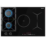 30 Inch Gas Cooktop Mix Induction Cooktop Built-in Gas and Induction Combo Cooktop 5 Burners Hybird Cooktop 12000BTU & Boost 6700W,Bridge Mode Grill/Slide Control/9 levels/Safety Lock