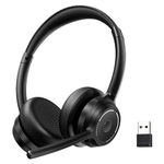 Gixxted Bluetooth Headset, Wireless Headset with ENC Microphone for PC, On Ear Headphones with USB Dongle and Mute Mic for Computer, Office Headset for Remote Work, Skype, Zoom, Teams, Call Center