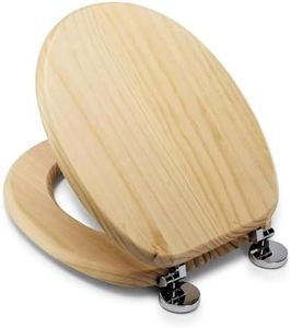 ADEPTNA Luxury Durable 18" Toilet Seat - Adjustable to Fit Most Toilets, Oval Seat Hinges and Parts Bathroom Wooden MDF Toilet Seat - Easy to Clean and Install (Pine Effect)