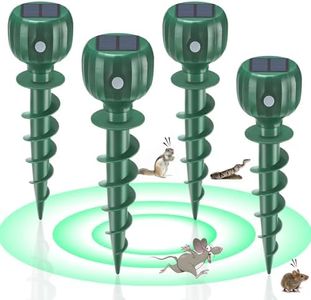 Mole Repellent Solar Powered - 3 Modes IPX7 Waterproof Gopher Vole Repellent Outdoor - Solar Mole Repellent Ultrasonic Sonic Mole Spikes Deterrent Moles Groundhog Chipmunk Repellent for Lawn,4 Pack