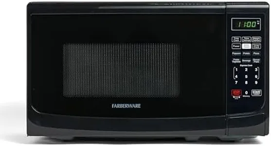 Farberware Countertop Microwave 700 Watts, 0.7 Cu. Ft. - Microwave Oven With LED Lighting and Child Lock - Perfect for Apartments and Dorms - Easy Clean Grey Interior, Retro Black