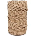 Leecogo 4.5mm Jute Rope 100 Feet Natural Craft Rope Twine String Perfect for Home Gardening Macrame Arts Crafts DIY Cat Scratching Post Replacement Repairing Recovering Cats Toy Making,Brown