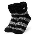 CityComfort Slipper Socks Women Teenagers - Fluffy Socks Non Slip Warm Fleece One Size Lounge Wear - Gifts for Women (Black)