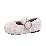 Size 5 Girls Boots Fashion Winter Children Boots Girls Flat Cotton Shoes Plush Warm Water Rhinestone Buckle Strap Comfortable Girls Link Rain Boots Size 1 (Beige, 12 Little Child)