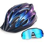 Odoland Flash Bike Helmet with Cycling Sunglasses - Adult Cycling Helmets for Road Bike Mountain Bike - Adjustable Lightweight Cycling Helmet for Men and Women Green