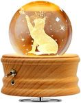 Hwawhin 3D Crystal Ball Music Box with Projection LED Light and Rotating Wooden Base for Christmas, Birthday, Valentine's Day - Music Boxes for Women, Mums and Girls