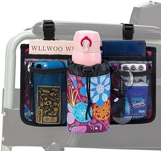 Wheelchair Accessories Side Bag-Walkers Bags,Wheelchair Bag with Reflective Strip Storage Bag Fathers Mothers Day Gifts Phone Cup Holder for Folding Walker/Wheel Chair/Baby Cart