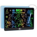 16 Inch LCD Writing Tablet, [Upgraded] Colorful Drawing Tablet Electronic Writing Board, Erasable Reusable Eye Protection Doodle Scribbler Pad, Educational Birthday Christmas Gifts for Kids - Blue