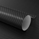 Lypumso 3D Black Carbon Fiber Vinyl Wrap, Car Wrap Film Roll with Air-Release Technology for DIY Use, Car Auto Decal Exterior and Interior Wrapping Film, Vehicle Self Adhesive Sticker 1ft x 10ft