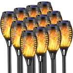 COCOMOX Solar Torch Lights Outdoor, 12 Pack Solar Torch Lights with Flickering Flame, 12 LED Mini Tiki Torches for Outside Waterproof Landscape Decorations for Garden Pathway Dusk to Dawn Auto On/Off