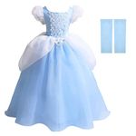 CQDY Cinderella Dress Princess Costume Halloween Fancy Party Dress up Outfit Cosplay Dresses, 4-5 Years, Cinderella Blue