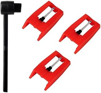 3 Pack Diamond Record Player Needles, Replacement for Crosley Victrola ION Jenson Boytone Turntables, with Stylus Cleaner Brush (Red)
