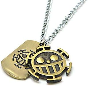 KOGNGU One Piece Trafalgar Law Necklace Chain Pendant Anime Cosplay (Metal Chain & Bronze), Metal