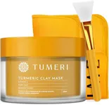 TUMERI Turmeric Clay Mask for Facial Skin Care – Turmeric with Vitamin C Clay Mask with Manuka Honey 2 oz – Facial Mask for Dark Spots, Scarring and Cleansing with Face Mask Brush Applicator & Towel