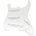 Musiclily Pro Pre-wired Standard SSS Pickguard with Artec Pickups Staggered Alnico 5 Magnet Single Coil Pickups for ST Style Electric Guitar, 3ply White