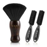 NICEMOVIC 3 IN 1 Barber Neck Duster Brush Set, Professional Barber Accessories Cleaning Supplies, Duster Nylon Brush Hair Cutting Styling Brush Tool (Brown&Black)