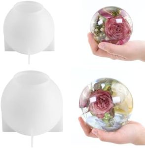 4.7'' & 4''Large Sphere Resin Molds, 2 Pcs Ball Shape Silicone Molds, One-Piece 3D Seamless Globe Epoxy Resin Molds, Large Sphere Resin Casting Mould for DIY Crafts,Flower Keepsakes, Home Decor