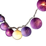 Blaze On Ambient Ball Fairy Lights (Purple Tones) - Hand-Spun Cotton Balls - 20 Warm White LED Lights - Includes USB Mains Adapter with UK 3-Pin Plug - Indoor Decorative Lights - Low Voltage