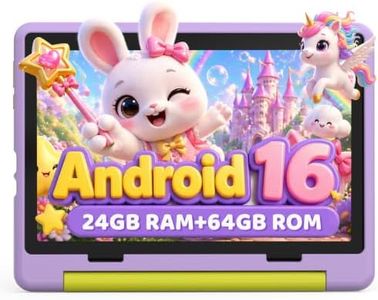 Urao Kids Tablet, Android 16 Tablet for Kids 10 inch with Case, 24GB RAM 64GB ROM 1TB TF Card Expandable for Toddler Children, Parental Control, Dual Camera, WiFi,Gift