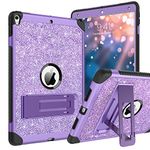 BENTOBEN iPad Air 3 Case 2019, iPad Pro 10.5 Case 2017, Heavy duty 3 in 1 Shockproof Rugged Protective Hybrid Hard PC TPU Bumper Kickstand Glitter iPad Air 3rd Gen Girls Women Kids Tablet Cover,Purple